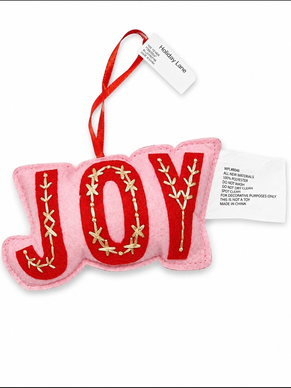 Pink 'JOY' Felt Ornament by